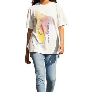 ZADIG & VOLTAIRE White Graphic Tee T Shirt Bow Moi Teddy‎ Palmier Print Size M